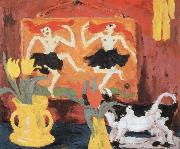 Emil Nolde still life with dancers oil